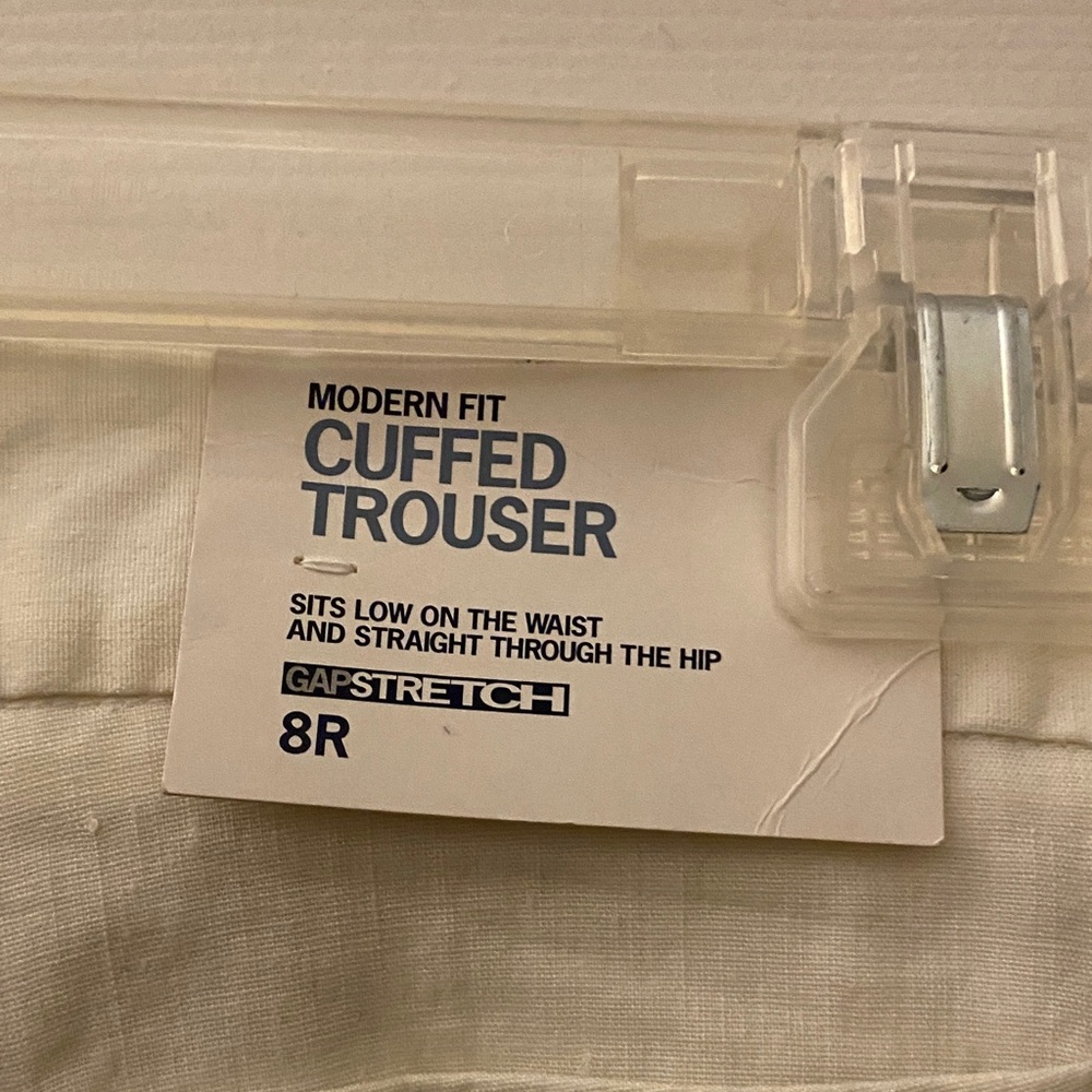 GAP white Linen wide leg cuffed trousers - Picture 7 of 14